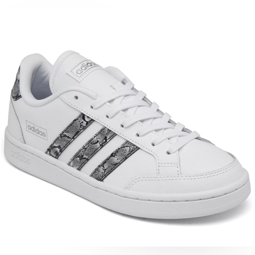 Adidas Women's Grand Court Casual Sneakers with with black and silver stripes 7M